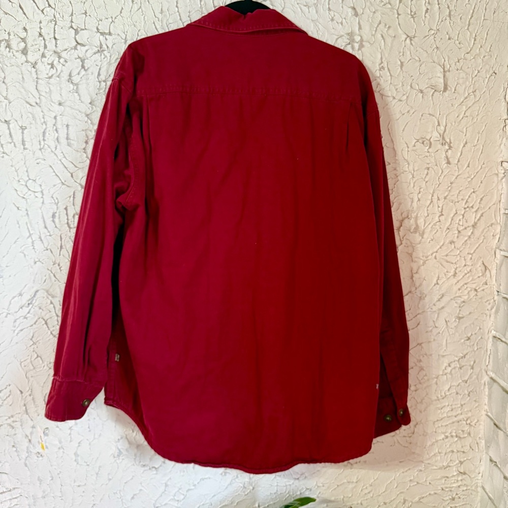 St John’s Bay Barn Jacket Red Canvas Flannel Lined Workwear Jacket - Picture 7 of 8